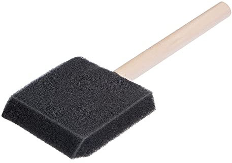 sourcing map Lot de 12 pinceaux de peinture en mousse de 7,6 cm à bord biseauté avec manche en bois