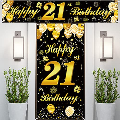 21st Happy Birthday Door Banner IMISI Birthday Decorations Birthday Backdrop Decorations for a Party
