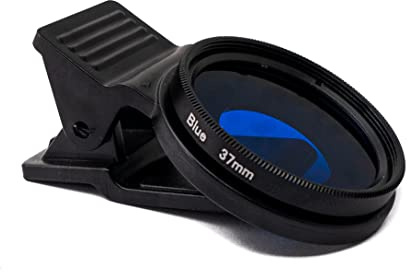 SYSTEM-S Farbfilter Blau 37 mm Linse Farbe mit Clip für Smartphones in Schwarz