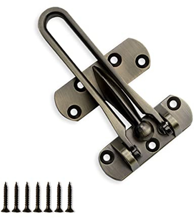 SANATO Door Lock Swing Bar Door Guard 2-1/2 High Security for Home (Antique Brass US5)