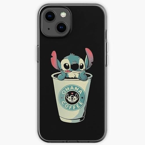 Ohana Stitch Kaffee Handyhülle gedruckt und entworfen für alle Abdeckungen, kompatibel mit iPhone TPU Stoßfeste Schutzhülle Handyhülle, erhöhte Kanten, kratzfestes Design