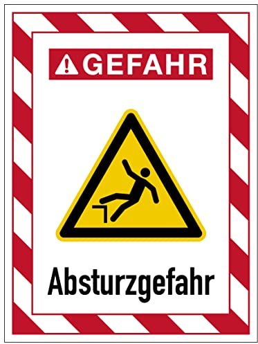 Aufkleber Sicherheits Hinweis Warn- und Gefahrkombi Schild Folie selbstklebend | Variante wählbar 30x40cm Made in Germany, Größe: Achtung Absturzgefahr