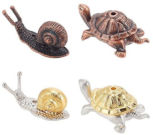 WEBEEDY 4 Stück Räucherstäbchenhalter in Schildkrötenform Inscent-Brenner Mini Schildkröte, Schnecke Räucherstäbchenhalter Oder Räucherstäbchen, Turm Weihrauch, Räucherspirale Meditationsdekor