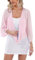 Aottori Cardigan Boléro Court Femme en Mousseline de Soie Gilet à Manches Évasées 3/4 Boléro Veste Elégant Chic pour Robe Bretelle Mariage Rose Clair M