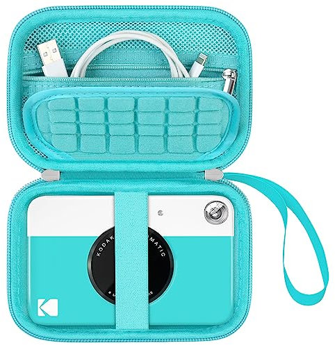 Supmay Hard Travel Case for Kodak Printomatic Full-Color Instant Print Digital Camera, Protective Pouch Cover Carrying Bag with Mesh Pocket for USB Cable, Photo Paper, Green
