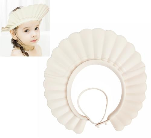 Baby-Duschhaube aus Silikon, verstellbar, sichere Duschhaube für Säuglinge, Kleinkinder, Babys, Kinder (6 Monate - 12 Jahre, Beige)