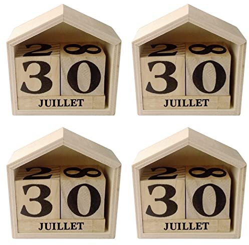 4 Holzhaus-Ewige Kalender - 7,3 x 8 x 3,4 cm