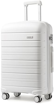 KONO 71,1 cm Leichter Hartschalenkoffer 100 l Reisegepäck mit TSA-Schlössern und 4 Spinner-Rädern (weiß, 76 x 49 x 30 cm), weiß, L(Large 28Inch), Hartschalenkoffer