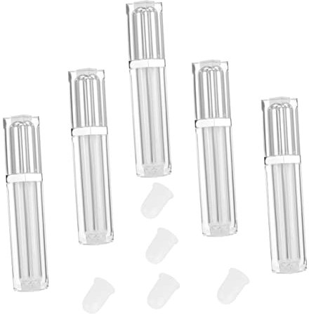minkissy 5pièces Tubes Carrés Pour Lip Gloss Avec Couvercle Argenté Contenants Vides Pour Maquillage Labial