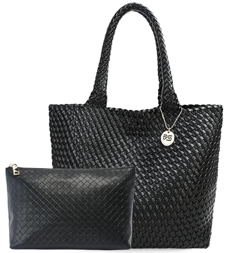 PS PETITE SIMONE Handtasche Damen mit Clutches Mode Shopper Flechtoptik Schultertasche Henkeltasche Geflochtene für Schule Arbeit Reisen Einkaufen 41 * 30 * 17CM Hazel Ⅱ