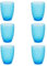 Evviva Bicchieri Acqua Vetro, Set da 6, Bicchieri in Vetro Colorati, Moderni, Particolari, Capacità 350 ml, Lavabili in Lavastoviglie. Colore: Azzurro