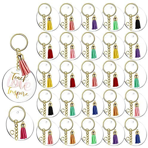 Xtahdge Lot de 120 porte-clés ronds transparents en acrylique pour porte-clés