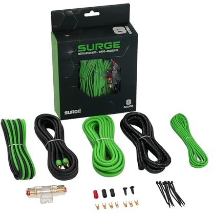 SURGE Amplifier Installation and Upgrade Kit for Car Audio - Includes Professional-Grade 8 Gauge Power Cable, 16ft Turn-On Wire, RCA Interconnect, Speaker Wire, and Accessories