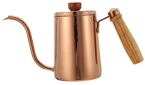 OUNONA Cafetera De Acero Inoxidable 600ml Cuello De Cisne Hervidor De Boca Ancha Ideal