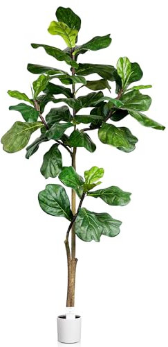 Leflos 180cm higuera Artificial pequeña para Interior, Plantas Artificiales Tropicales en macetas Blancas, Bonita decoración para el hogar