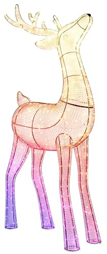 Twinkly Reindeers Stag, Mappable Outdoor LED Lighted Reindeer, 240 RGB LEDs and Warm White Light, Height 125cm, Compatible with Alexa and Google Home, IP44, App Controlled Christmas Outdoor Lights