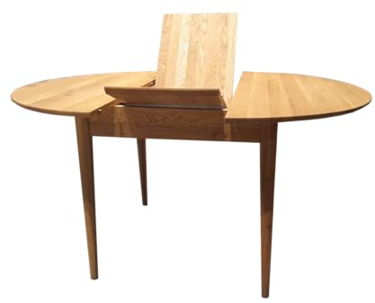Nordic Story Esstisch Scandi (rund, ausziehbar) • Tisch für Küche, Esszimmer & Wohnzimmer • Massivholz (Eiche) • Eiche Natur • Runder Ausziehtisch (Honigeiche, 93-123 X 93 X 75CM.)