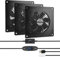 euroharry Ventilador USB de 120 mm, pantalla digital, sistema de ventilador silencioso controlado por temperatura, ventilador de 5 V con moderno marco de aluminio cepillado negro para armarios AV de