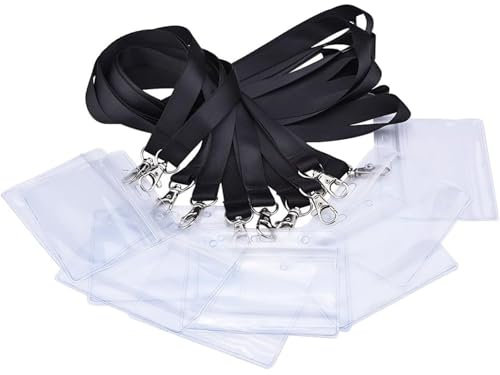 Dianelhall Ausweishülle Kartenhülle mit Band Ausweishülle mit Schlüsselband Lanyard Namensschild Umhängen für Business, Ausstellung und Büro (10 Stück Set)