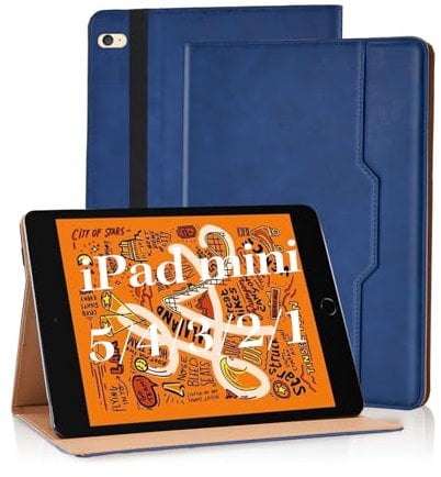 Vkooer Case for iPad Mini 5th Generation 2019 7.9 inch - iPad Mini 4/3/2/1 /1 PU Leather Folio Flip Cover Multi-Angle Viewing Smart Stand Cover with Pocket Auto Wake/Sleep - Blue