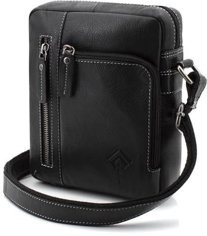 ekavale Umhängetasche Herren Leder - Schultertasche für Männer (Schwarz)