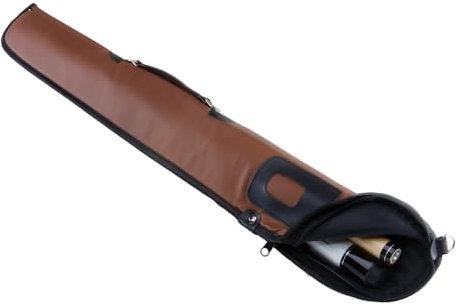 Sinsilvie Bolsa para taco de billar, 1/2 funda para taco de billar, fundas de poliuretano para tacos de billar de 2 piezas, funda suave para palo de taco de billar, 1 palo y 2 agujeros (marrón)