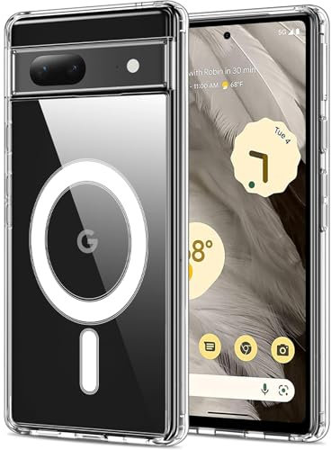 Coiwxmoi Hülle für Google Pixel 7 5G 6,3, Magnetisch Transparent Handyhülle Kompatibel mit MagSafe Kabellosem Laden, PC Rückseite + Dünn TPU Silikon Bumper Stoßfest Schutzhülle für Google Pixel 7 5G