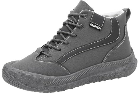 WKAYsIV Stivali-Grigio-Antracite Uomo Foderato Impermeabile Battistrada Profondo Durevole Gomma Termica Inverno Pioggia Neve Stivales Scarponcini Trekking Bambino 39 22.99
