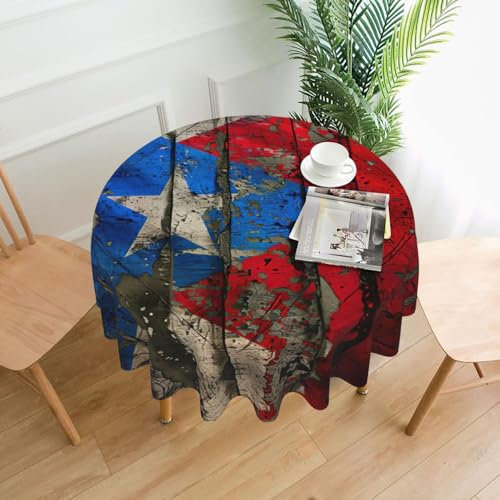 JIUTY Puerto Rico, runde Tischdecke, wasserdicht, auslaufsicher, Tischdekoration, Tischdecke für den Innen- und Außenbereich