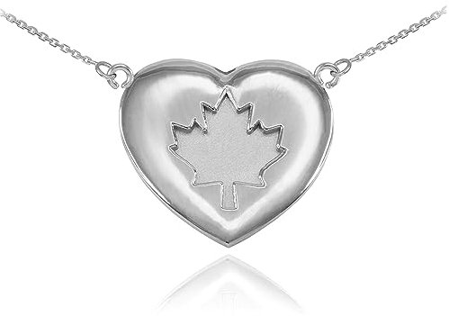 Collar colgante Plata de Ley Fina 925/1000 Hoja de Arce Corazón (Largos del candado disponibles 40 cm - 45 cm - 50 cm - 55 cm) 22