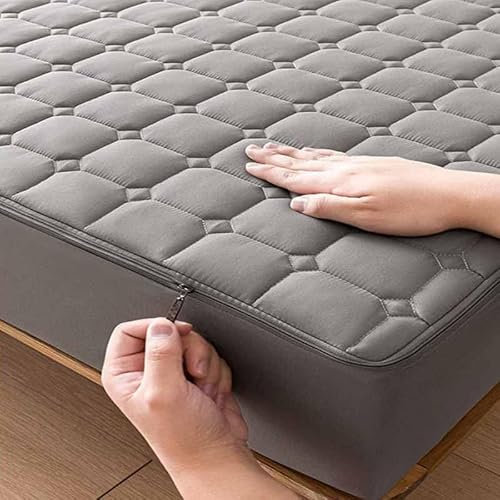 YWQJL Coprimaterasso con Cerniera Matrimoniale Personalizzabile Fodera Materasso Singolo Trapuntata/Imbottito Lenzuolo Copri Proteggi Materasso Topper Lavabile Rivestimento(A2,180 * 220+20cm)