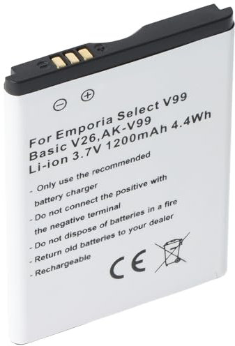 Akku kompatibel mit Emporia Select V99, Basic V26, AK-V99, Li-ion, 3,7V, 1200mAh, 4,4Wh
