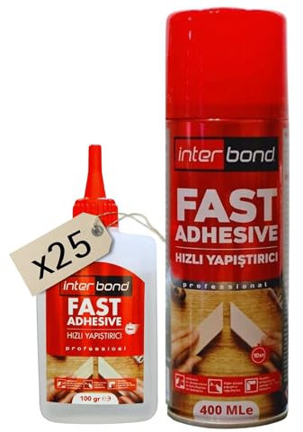 Interbond Colla Cianoacrilica con Attivatore (100g+400ml) x25 – Super Attack Professionale per Plastica, Legno, Metallo – Colla con Attivatore Spray Extra Forte per Riparazioni Professionali