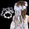 BOFUNX Haarband Kommunion Haarschmuck Mädchen Haarkranz Blumenkranz mit Blüten Perlen Bänder Blumenkrone für Kommunion Blumenkind Hochzeit Festival Kopfschmuck