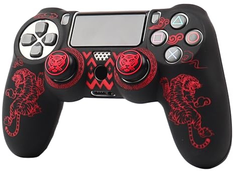RALAN Tiger Design Coque de manette avec 2 poignées de pouce compatible avec manette PS4/Playstation 4 Slim/Pro