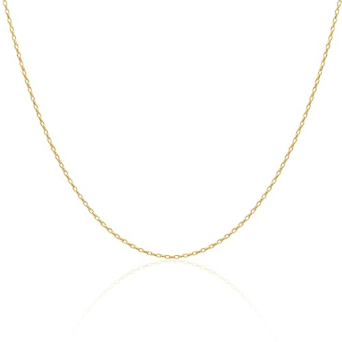 MIORE Schmuck Damen, Collier Kette Damen Gold 14kt 585 Goldkette 45cm oder Silberkette 18K Vergoldete Kette Silber 925 Halskette 46cm, Ankerkette Frauen Ohne Anhänger, Allergenfrei & Handgemacht