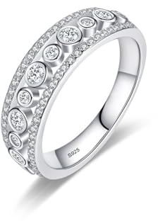 Wycian Partnerring Frau Promise Ring Silber 925 3.5mm Zirkonia Geometrisches Hohldesign Aus Zirkon Größe 49 (15.6) für Frau Abschlussball