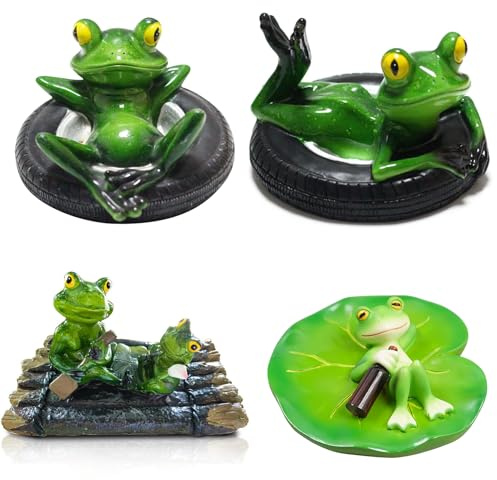 Décoration flottante pour bassin en forme de grenouille, décoration pour mini bassin, figures de jardin pour usage extérieur, résistantes aux intempéries, décoration de bassin de jardin, pour bassin