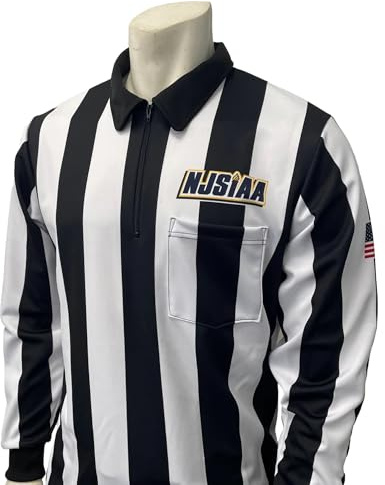 Smitty | USA-138-NJ | NJSIAA Men's Referee Long Sleeve Shirt Football Official Lacrosse USA Flag New Jersey (XX-Large)