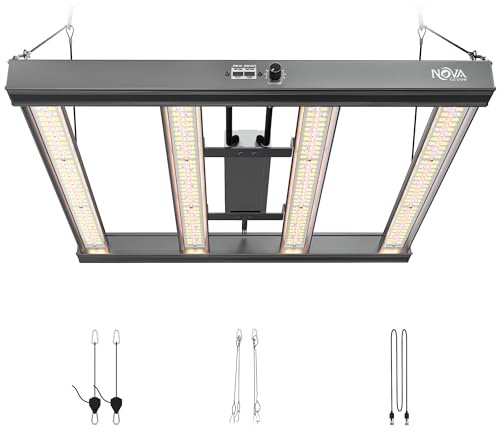 NovaGrove Pflanzenlampe LED Vollspektrum IR, 240W Grow Lampe für Growbox 90x90cm, Grow Light mit Dimmbar & Daisy Chain, PR24