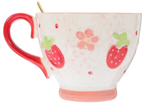 FUNNETOYU Tazze Colazione in Ceramica con Cucchiaio Tazza per Caffè e Succo Manico Ergonomico Fondo Protettivo Antiscivolo Design Raffinato per Uso Quotidiano