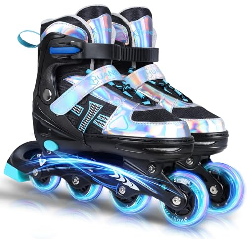 HUANOVIX Inline Skates Kinder Verstellbare Rollschuhe für Jungen Mädchen
