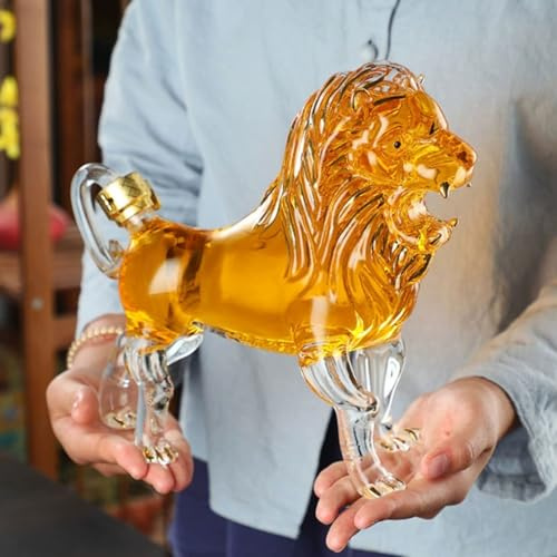 Fcmeavo Personalised 750ml Lion Whisky Decanter – Unique Animal Decanter/Wine Carafe, Novelty Whiskey Bottle for Home Bar, Scotch & Bourbon Storage, for Men