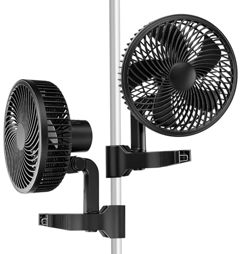 Grow Ventilator Oszillierend mit Clip, EC-Motor, 10 Stufen, 300 cm Kabel | 544 m3/h Luftstrom, 28 dB(A), Ø 150mm Clip Ventilator Umluftventilator leise für Grow Zelte, Anzuchtzelt (2 Stück)