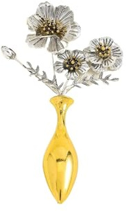 Broschen Für Kleidung Autumn Light Gold Vase 3D Alloy Flower Brooch Vintage Art Jewelry Clothing Accessories