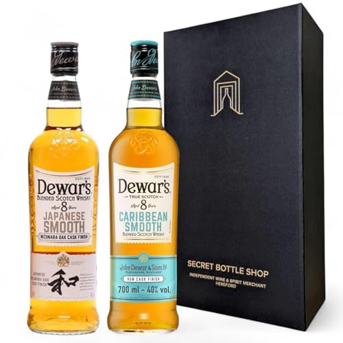 Secret Bottle Shop - Smooth Whisky Discovery Duo Gift Boxed 2x70cl - Dewar's Japanese & Caribbean 8 Year Old Whisky | Gifts for Him, Her, Birthdays, Christmas, Corporate, Mothers Day, Fathers Day