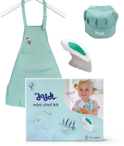 doddl Mini Chef Kit for Toddlers – Child-Safe Chopping Knife, Adjustable Apron & Chef's Hat | Learn-to-Cook Gift Set for Kids Age 2+ | Develops Confidence & Motor Skills