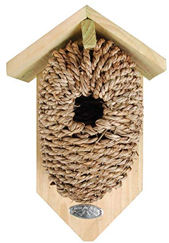 2 Stück Esschert Design Nistkasten, Vogelhaus mit Höhle aus Seegrass, ca. 15 cm x 10 cm x 26 cm