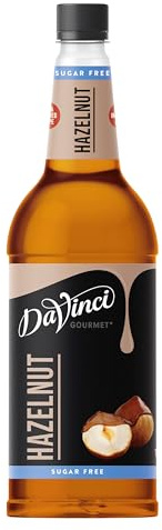 DaVinci Gourmet Sugar Free Hazelnut Syrup Pet, 1er Pack (1 x 1 l) | Sirup in Gastro-Qualität, ohne künstliche Farbstoffe, passt zu Eis & Kuchen & Shakes, ideal für Kaffeespezialitäten