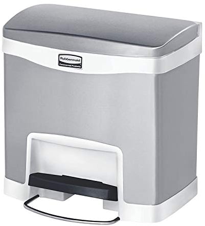 Rubbermaid Commercial Products Slim Jim 1901984 15 Litre Front Step Step-On Stainless Steel Wastebasket - White